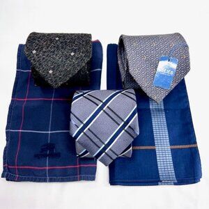 Set: 3 Neckties Christian O.-Carlo B-Celies +2  Burberry  Handkerchief Blue (54)